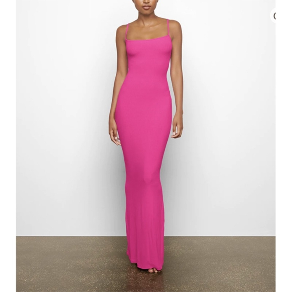 SKIMS Pink Bodycon Maxi Dress for Weddings